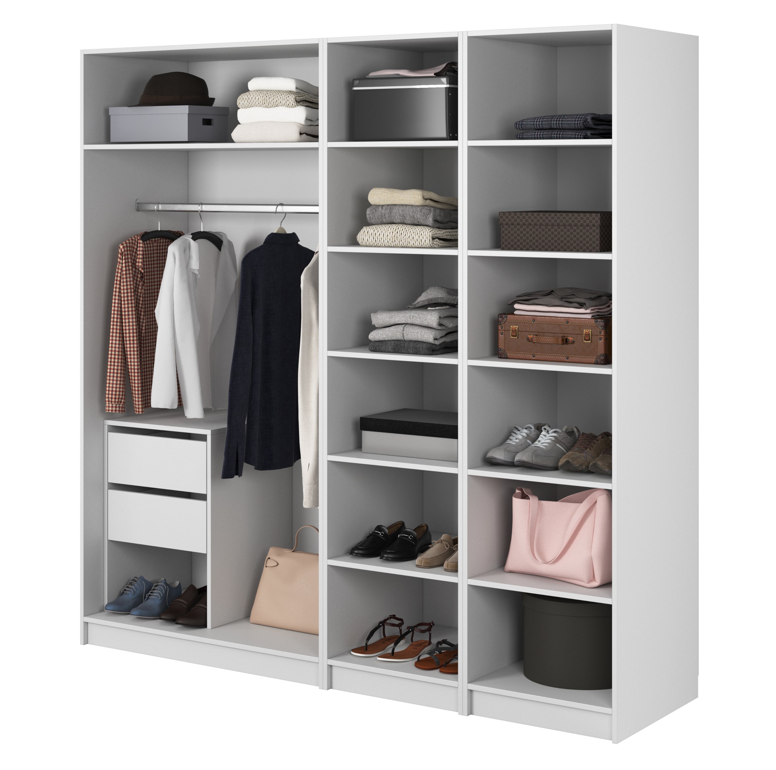 selsey-kaspe-garderobe-200-cm-wei-mit-kleiderstange-und-regalen image 1
