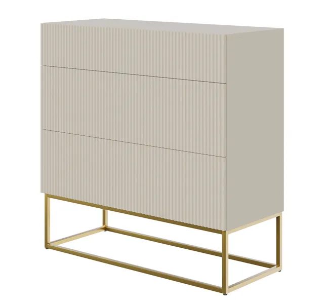 selsey-veldio-kommode-90-cm-grau-beige-mit-3-schubladen-gefr-ste-front-goldene-b image 1