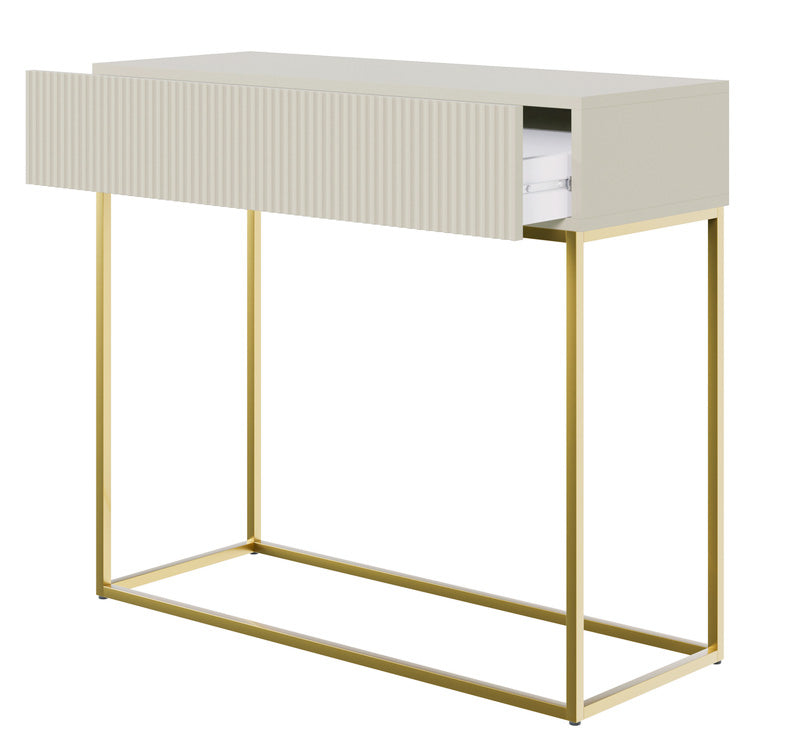 selsey-veldio-konsole-90-cm-mit-schublade-und-gefr-ster-front-grau-beige-mit-gol image 2