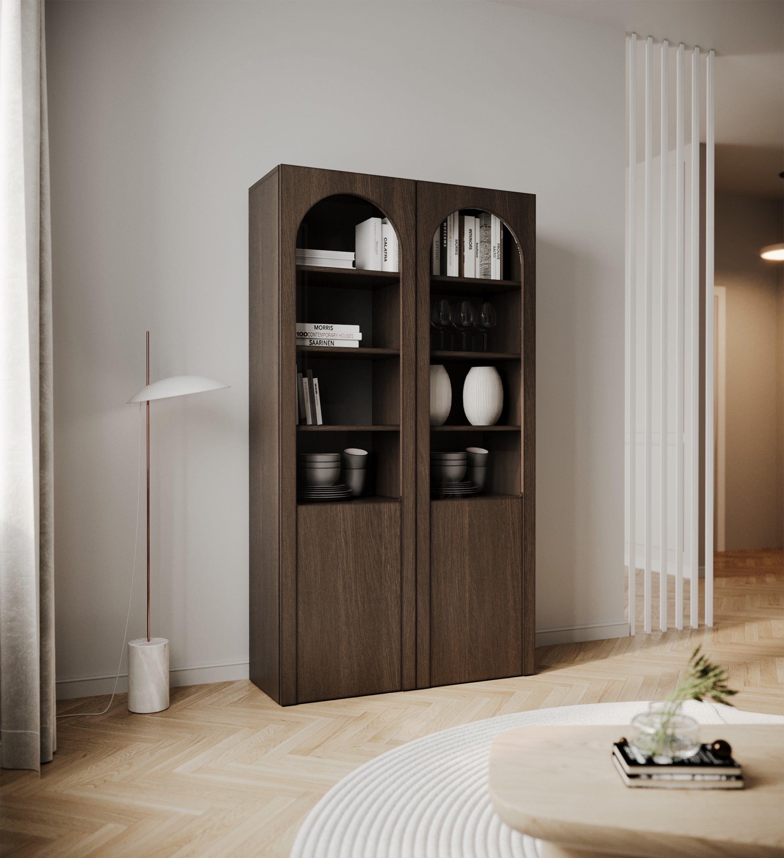 selsey-arkadia-vitrine-schrank-zweit-rig-100-cm-eiche-dunin-mit-glasfront image 4