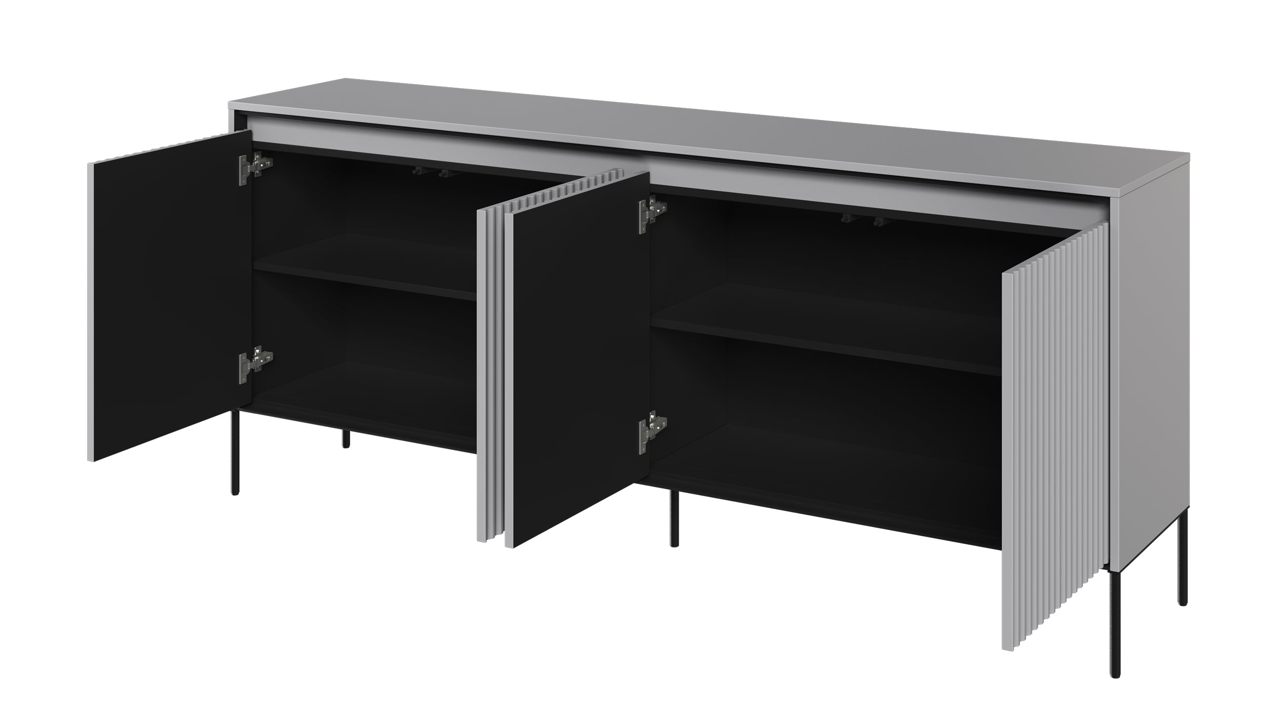 selsey-trend-vier-t-rige-kommode-niedrig-193-cm-mit-led-grau image 3
