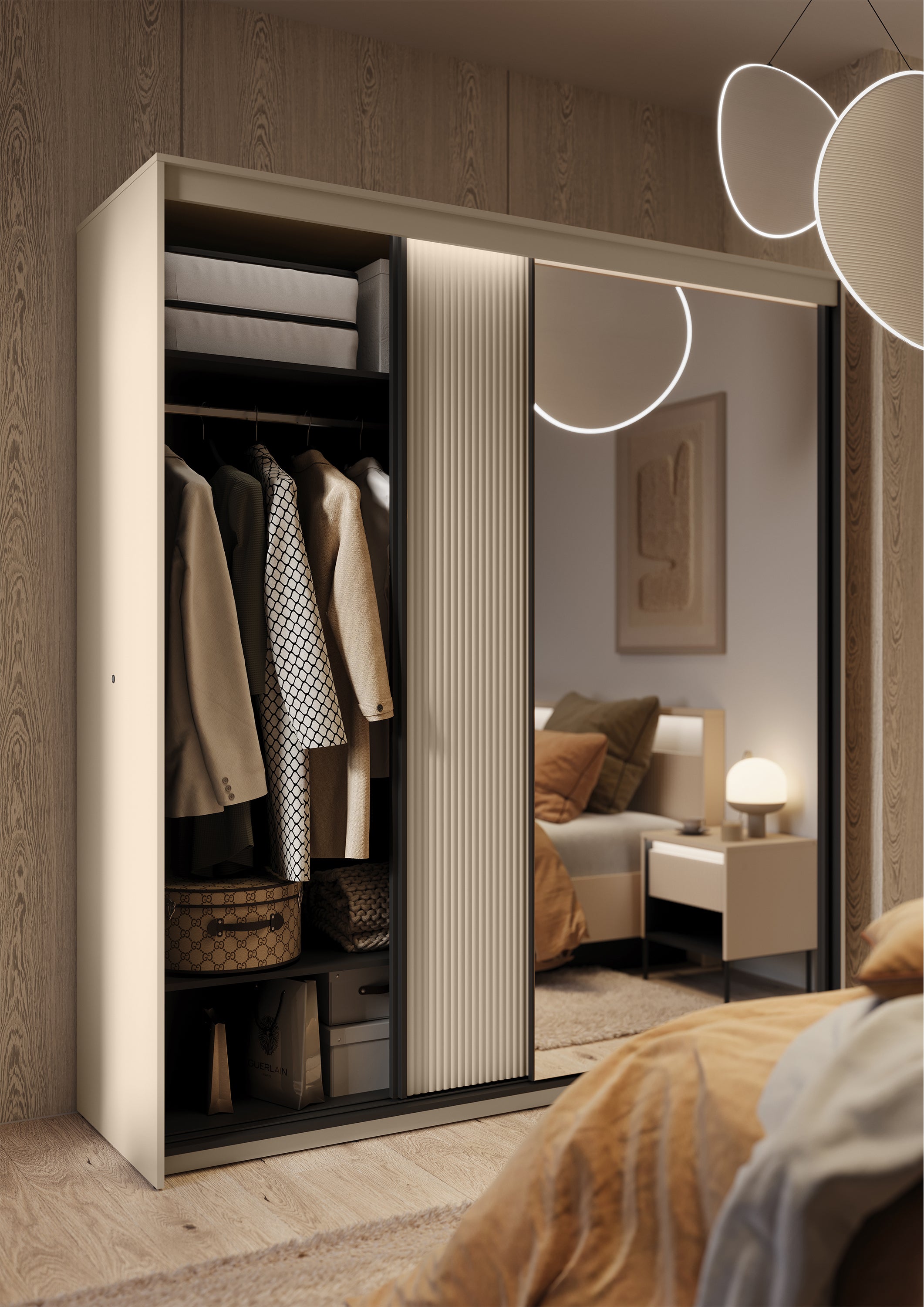 selsey-trend-schiebet-renschrank-200-cm-mit-spiegel-und-beleuchtung-sandbeige-sc image 2