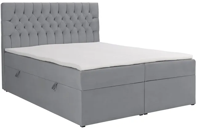 selsey-daissy-kontinentalbett-160x200-cm-mit-stauraum-und-topper-grauer-samt image 1