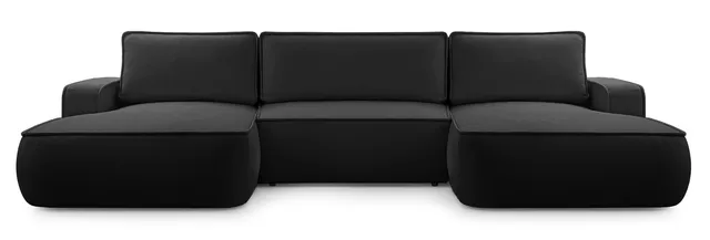 selsey-mollaro-ecksofa-u-f-rmig-mit-schlaffunktion-und-stauraum-schwarzer-boucl- image 1