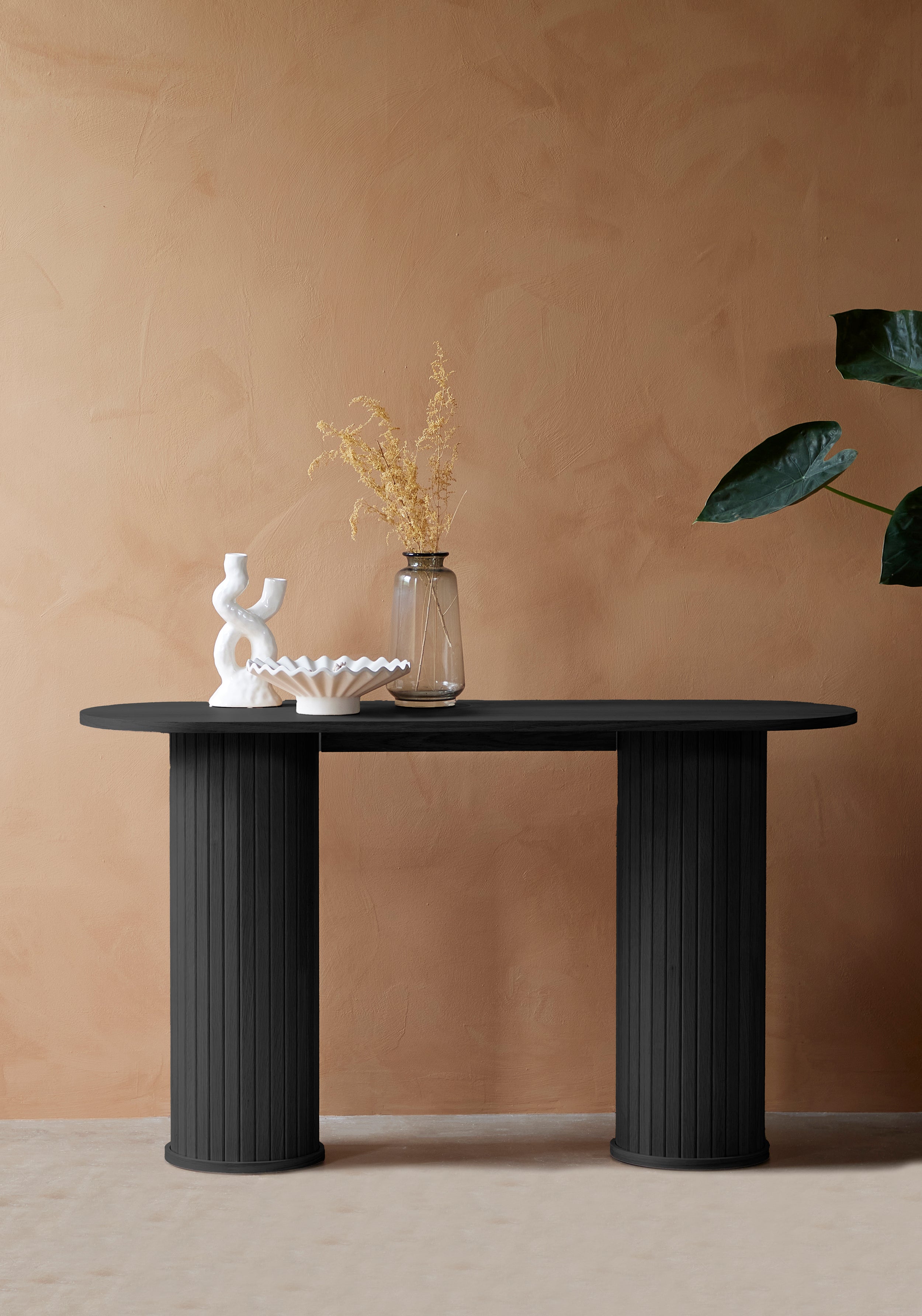 selsey-gativel-konsole-130-cm-lamellen-eiche-schwarz image 2