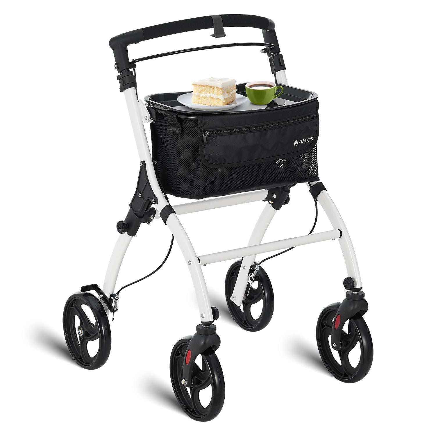 juskys-wohnungsrollator-aktiv-bordeaux-rot-alu-leichtgewicht-mit-tablett-und-tas image 1