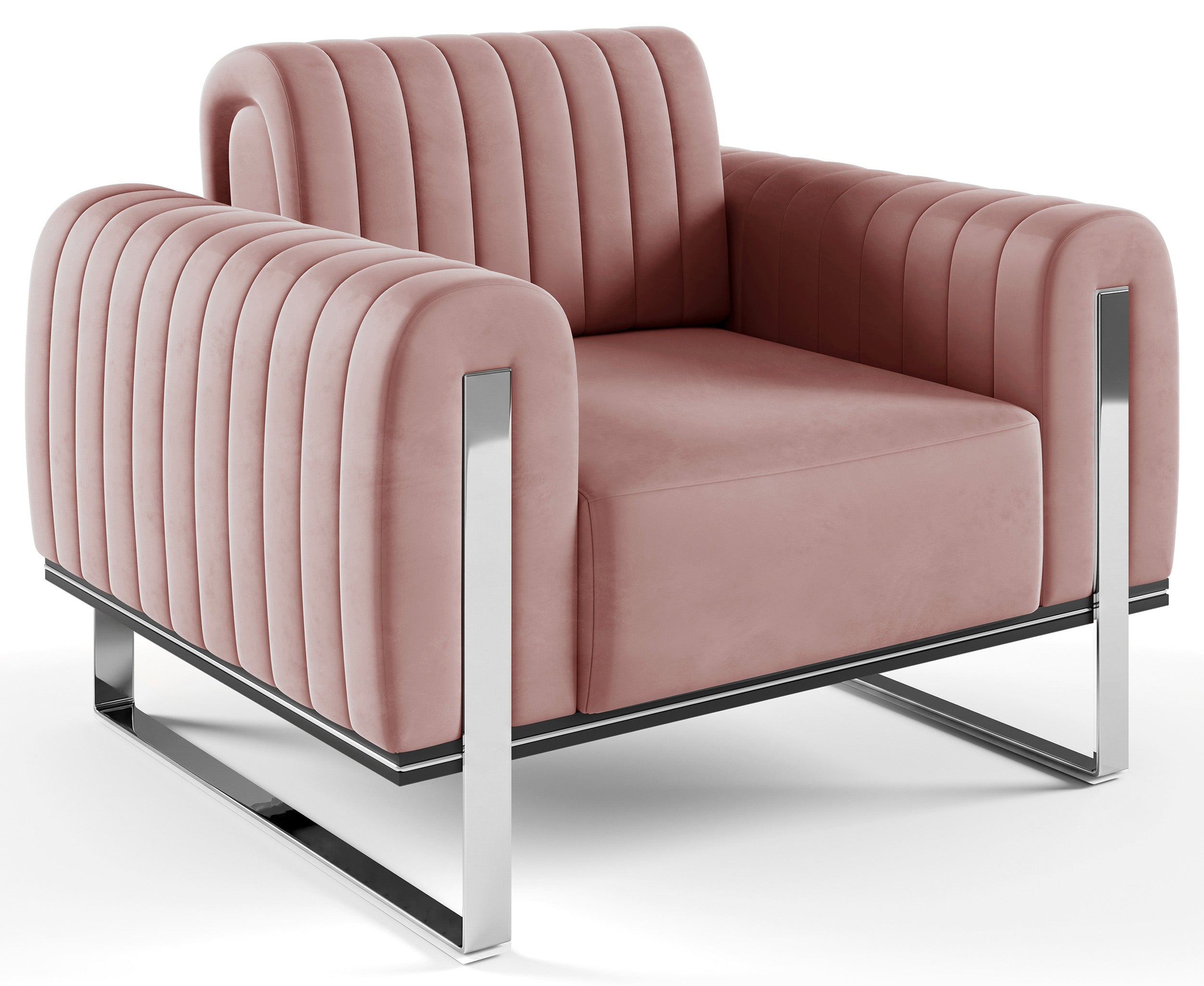 selsey-parissa-schalensitz-sessel-rosa-samt-mit-chrombeinen image 1
