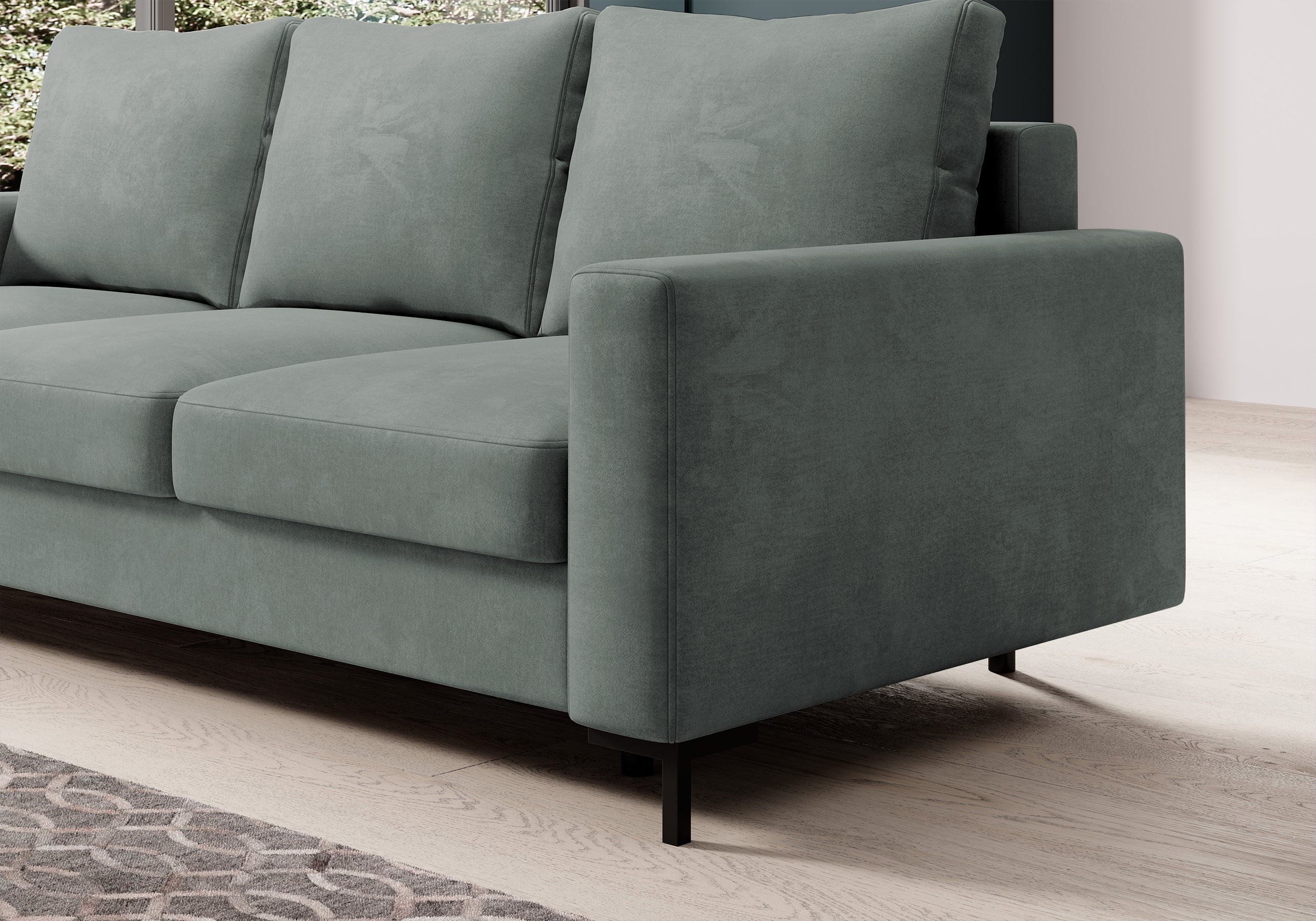 selsey-mokpeo-dreisitziges-schlafsofa-mit-stauraum-grauer-samtbezug image 4