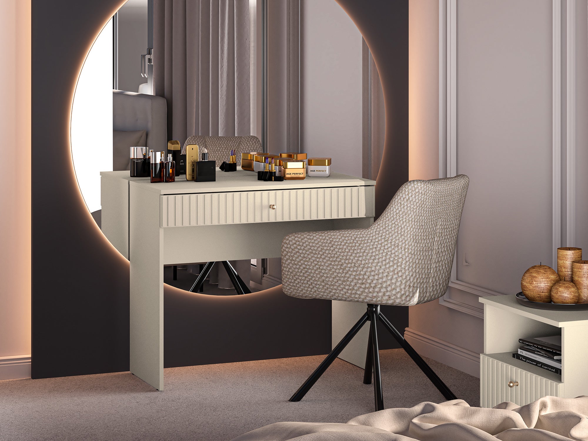 selsey-caletto-schminktisch-92-cm-mit-schublade-lamellen-beige image 2