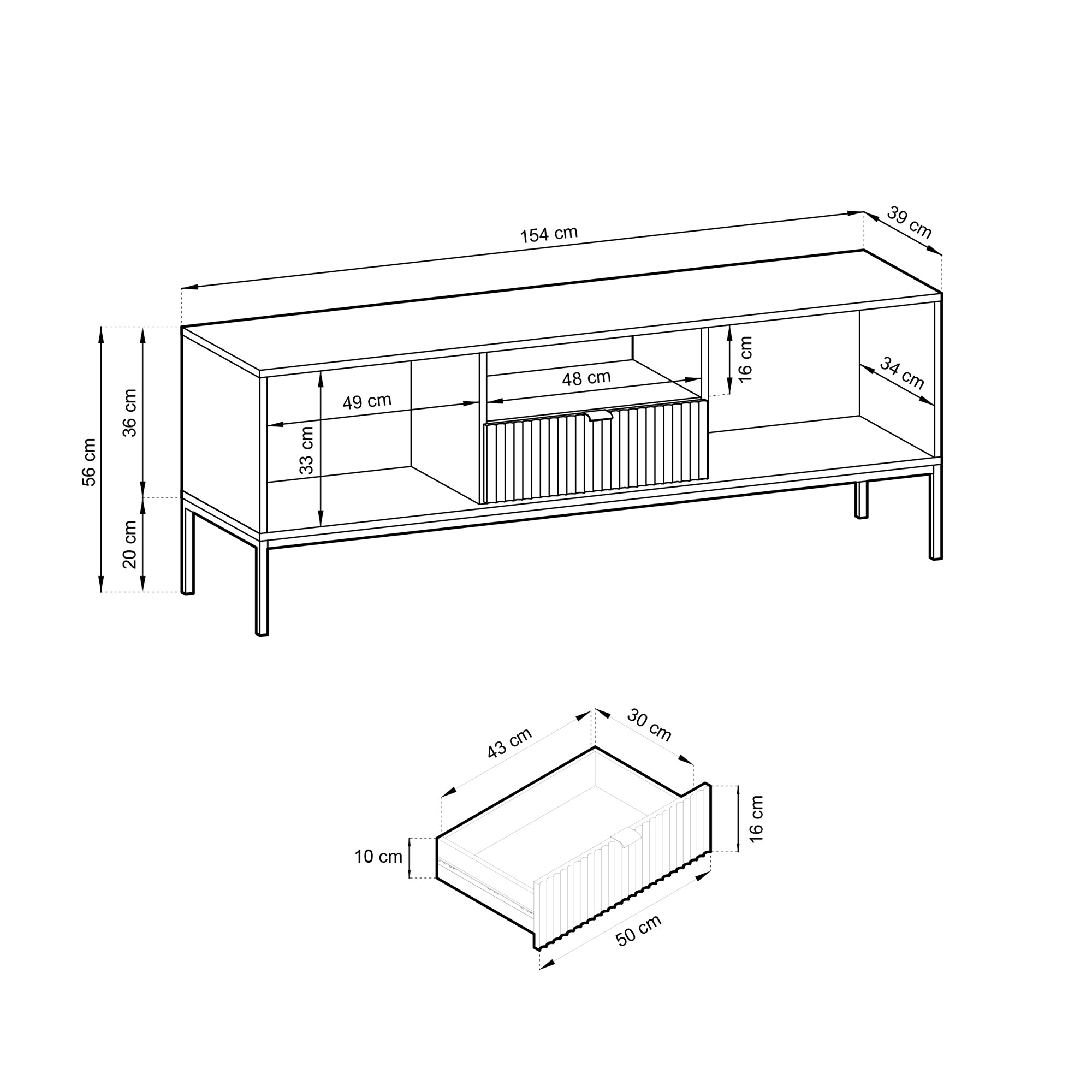 selsey-vellore-tv-schrank-154-cm-grau-mit-geriffelten-fronten-und-goldenen-griff image 8