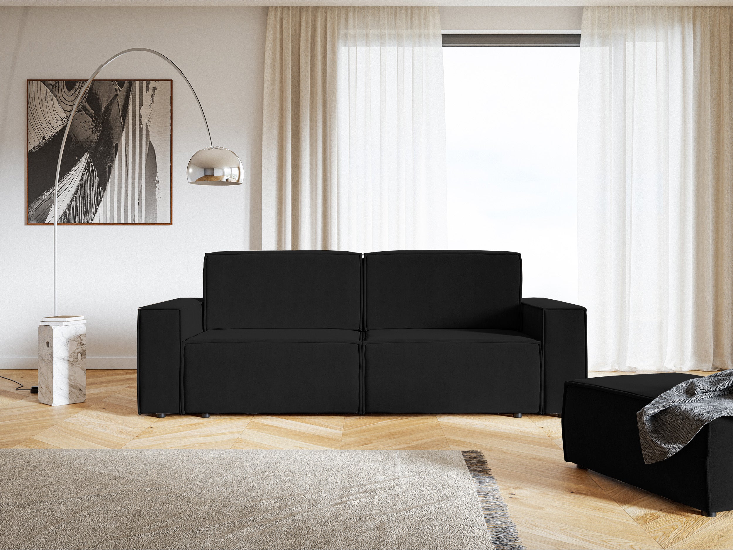 selsey-copertino-schlafsofa-3-sitzer-schwarz-ausziehbar-wasserabweisender-velour image 2