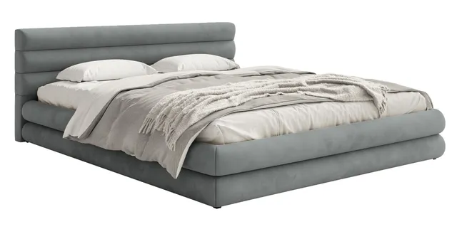 selsey-alegre-gepolstertes-bett-160x200-cm-mit-bettkasten-grau-hydrophober-samt- image 1