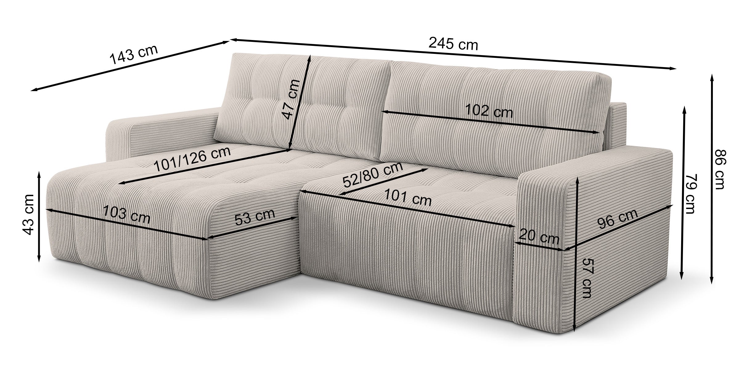 selsey-maillo-ecksofa-l-f-rmig-mit-schlaffunktion-und-bettkasten-hellbeiger-cord image 7