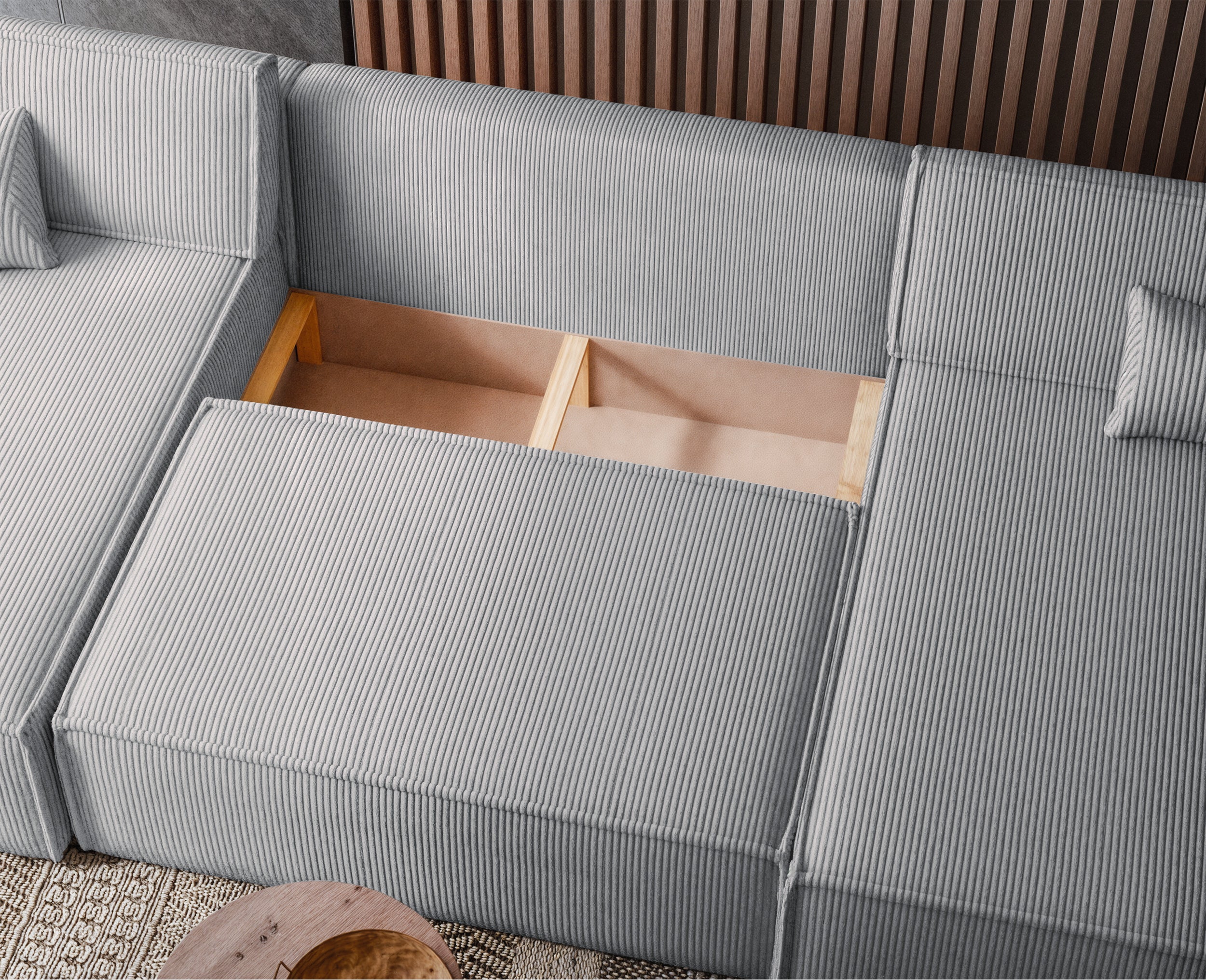 selsey-scarlo-u-ecksofa-mit-schlaffunktion-und-stauraum-hellgrau-cord image 5