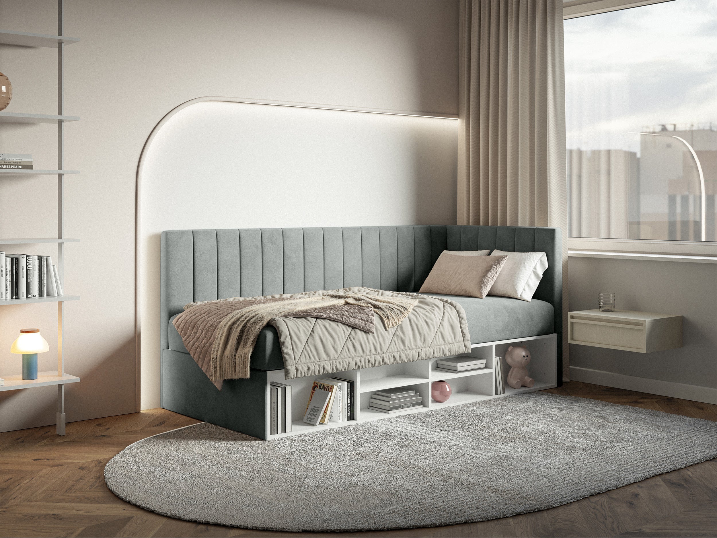 selsey-ventrio-jugendbett-90x200-cm-rechtsseitig-grauer-velours-wasserabweisend- image 3