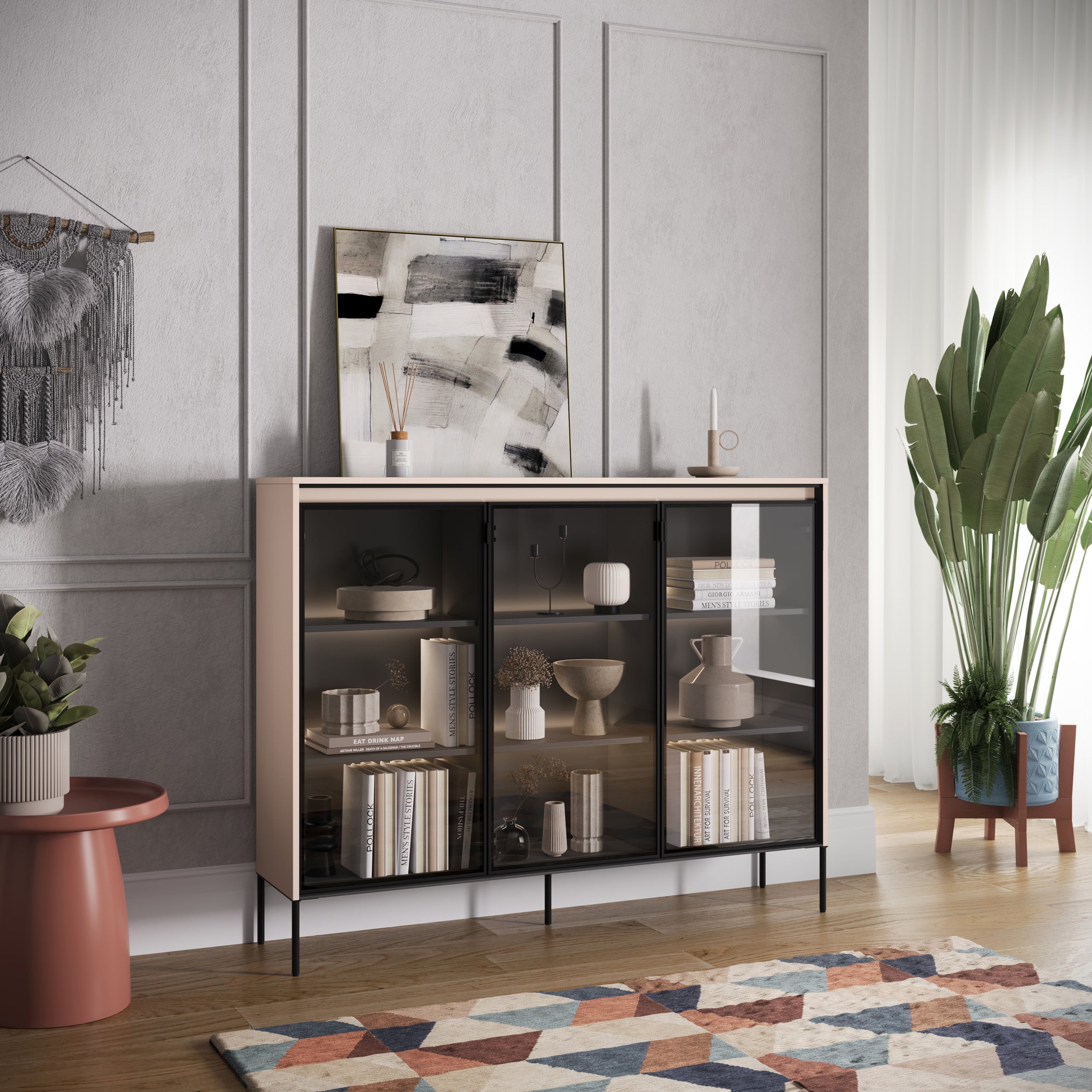 selsey-trend-dreht-renschrank-150-cm-mit-led-beige image 2