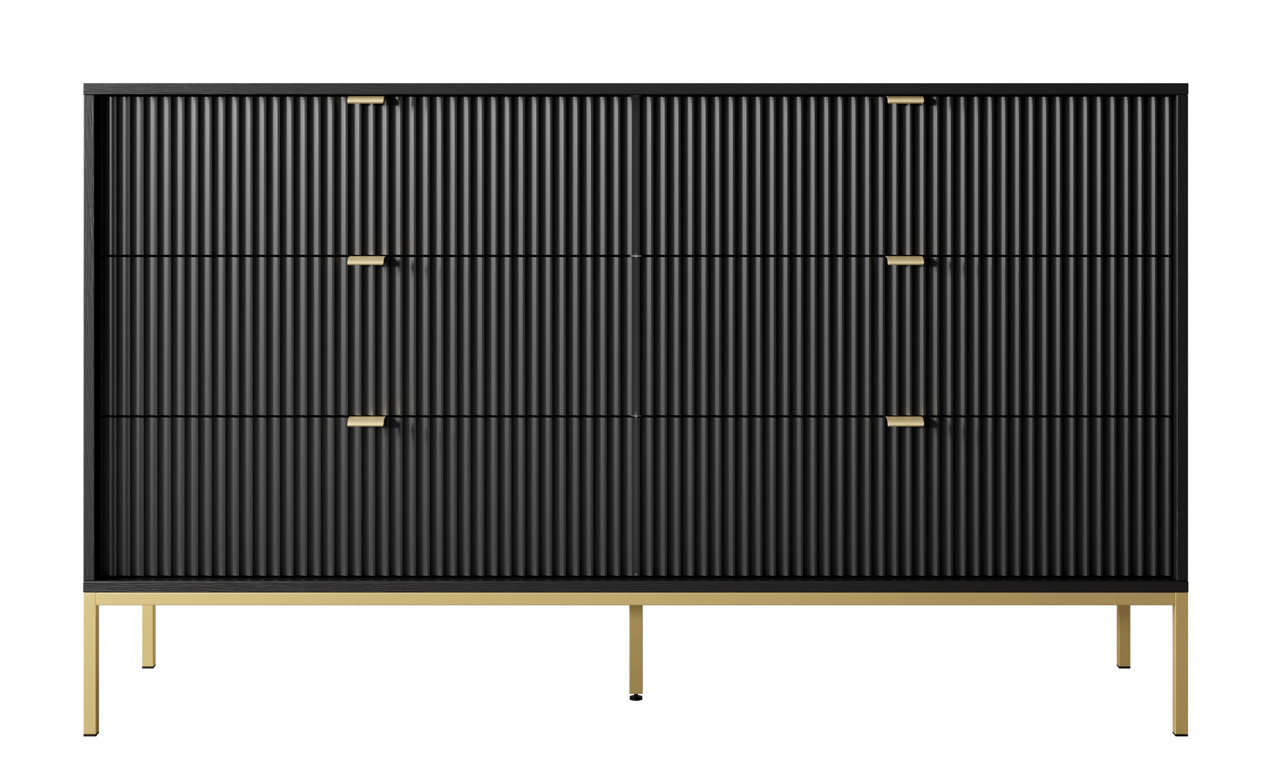 selsey-vellore-kommode-154-cm-schwarz-6-schubladen-goldenes-gestell image 3