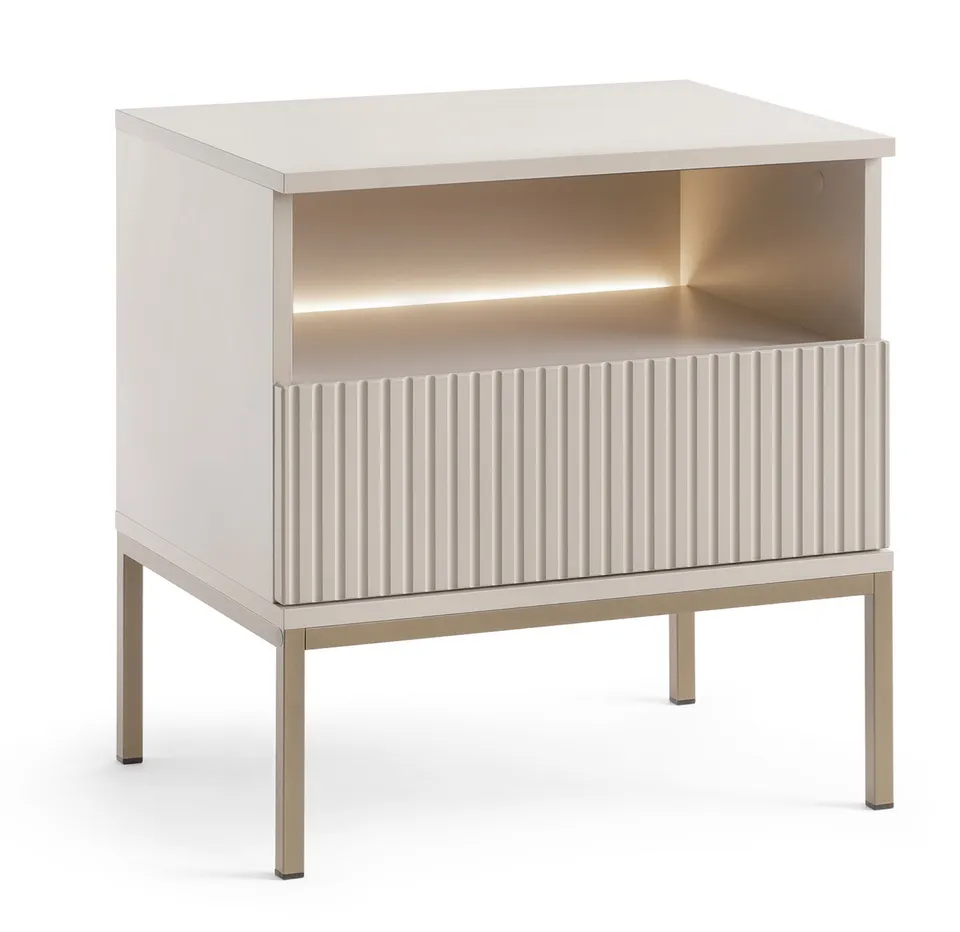 selsey-nachttisch-tosena-54-cm-mit-schublade-und-led-kaschmir image 1