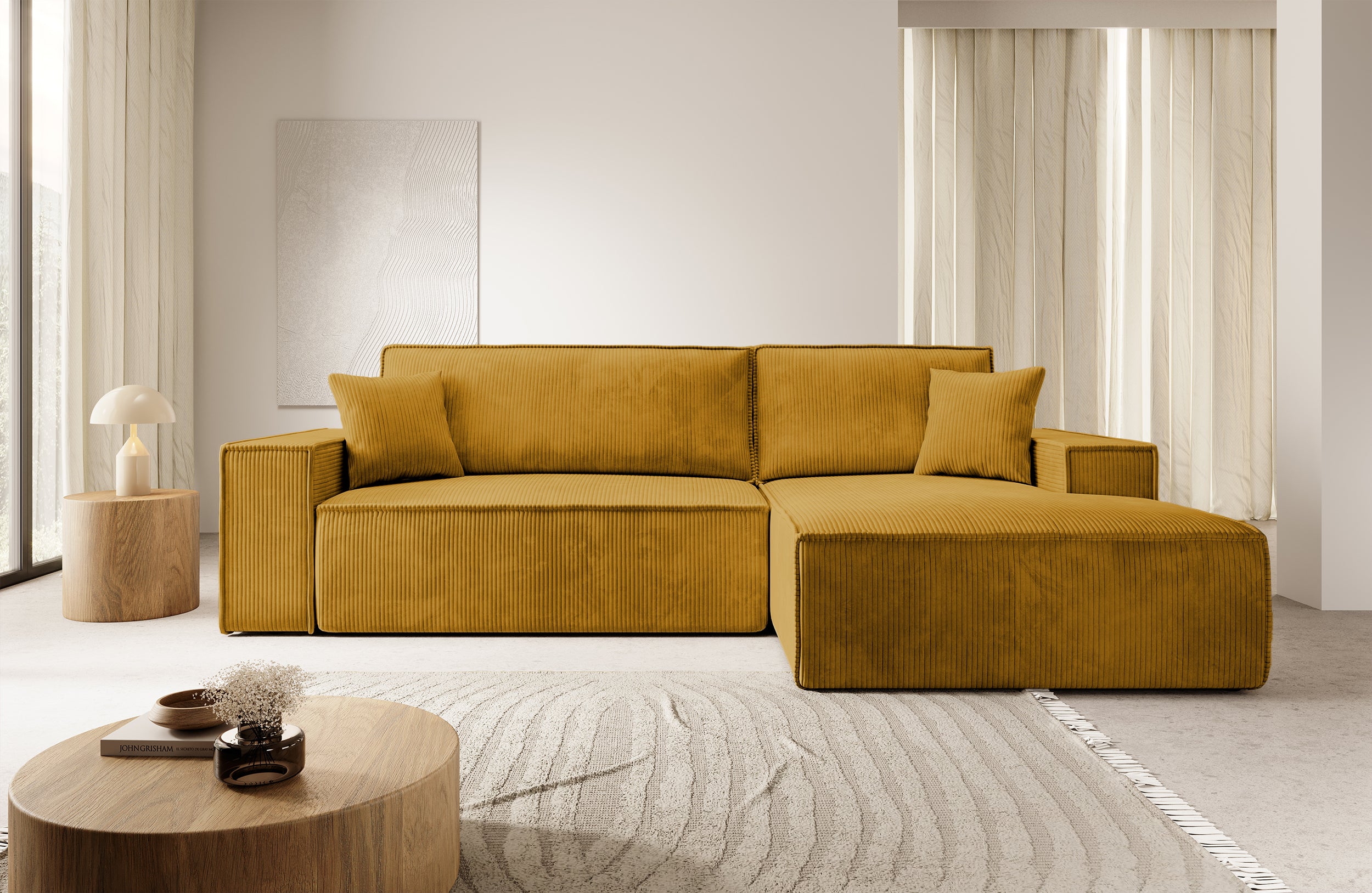 selsey-farese-new-ecksofa-l-f-rmig-rechts-mit-schlaffunktion-senfgelber-cord image 2