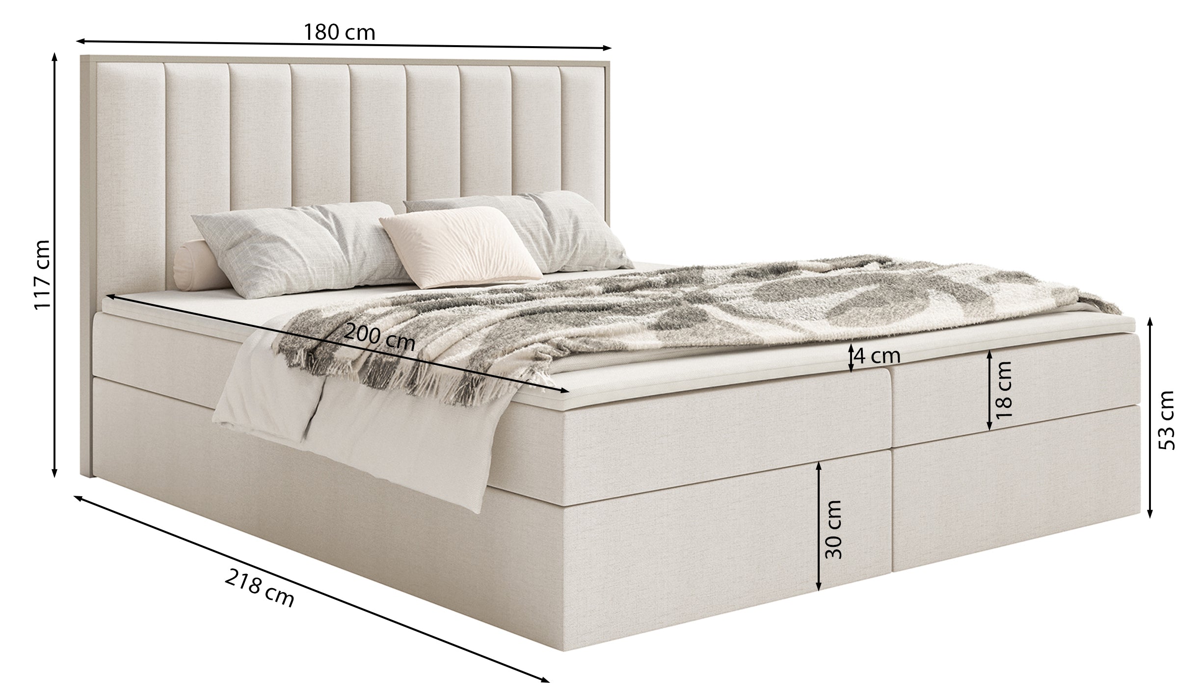 selsey-togents-kontinentalbett-180x200-cm-hellgraubeige-chenille-mit-topper image 7