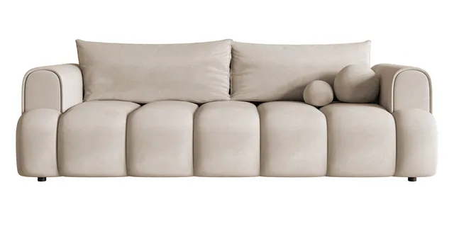 selsey-dandelino-dreisitziges-sofa-mit-schlaffunktion-graubeige-velours-wasserab image 1