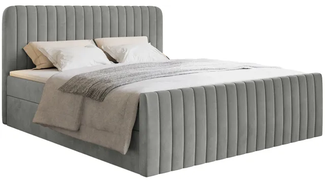 selsey-saliano-kontinentalbett-160x200-grauer-samt-mit-stauraum-topper image 1