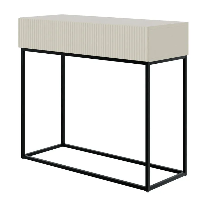 selsey-veldio-konsole-90-cm-mit-schublade-gefr-ste-front-grau-beige-mit-schwarze image 1