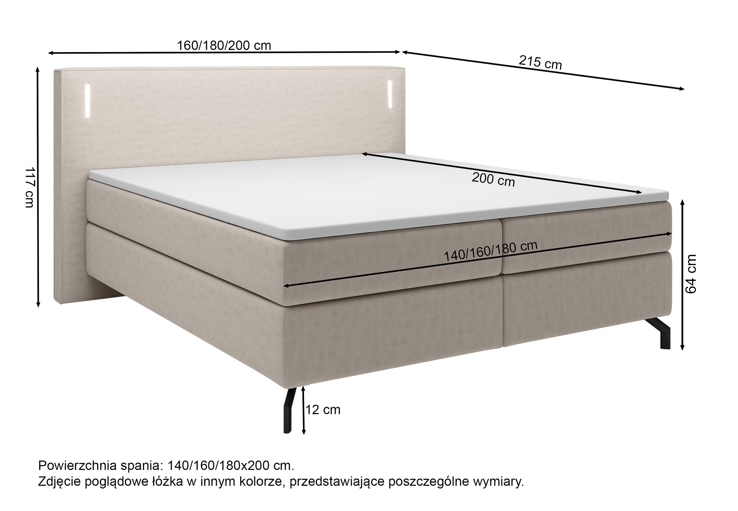 selsey-lanko-kontinentalbett-180x200-cm-mit-topper-und-beleuchtung-grauer-samt image 4