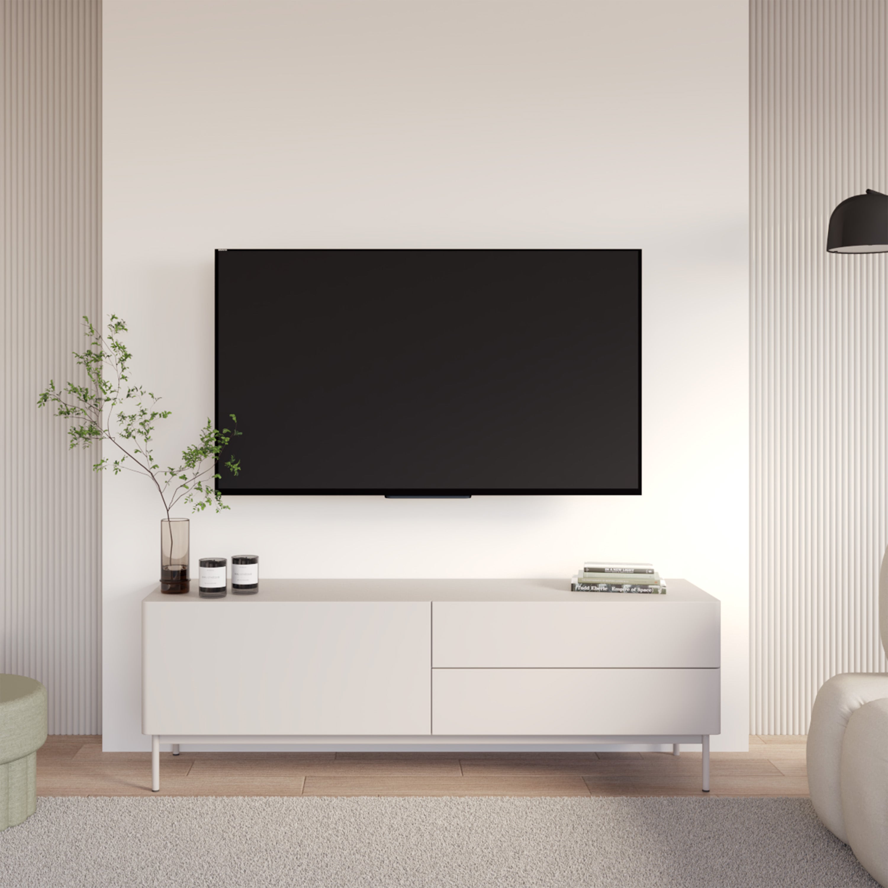 selsey-olio-tv-schrank-160-cm-mit-klappe-und-zwei-schubladen-kaschmir image 1
