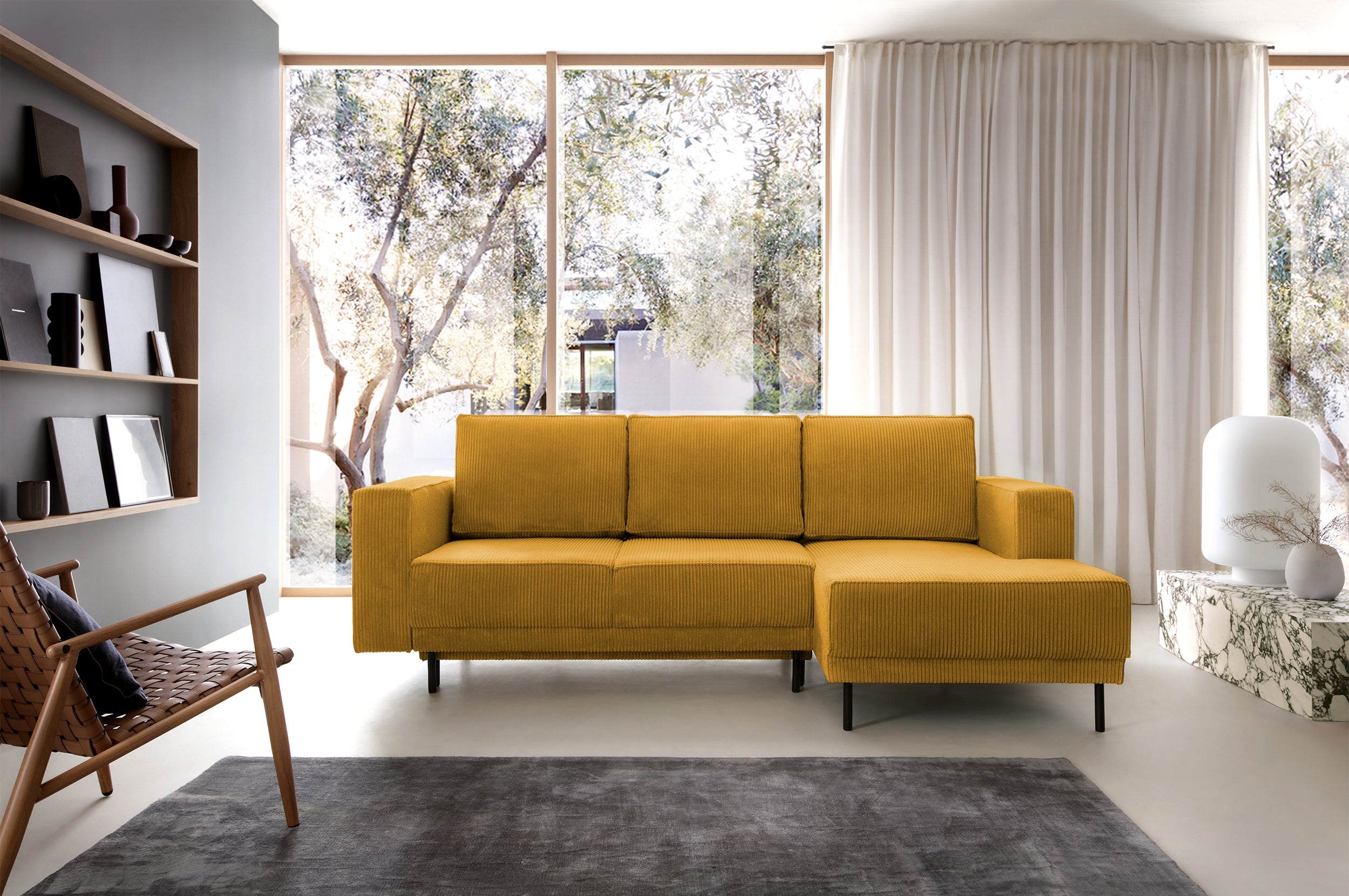 selsey-rodario-mini-ecksofa-rechts-l-form-senfgelb-cord-mit-schlaffunktion-und-s image 3