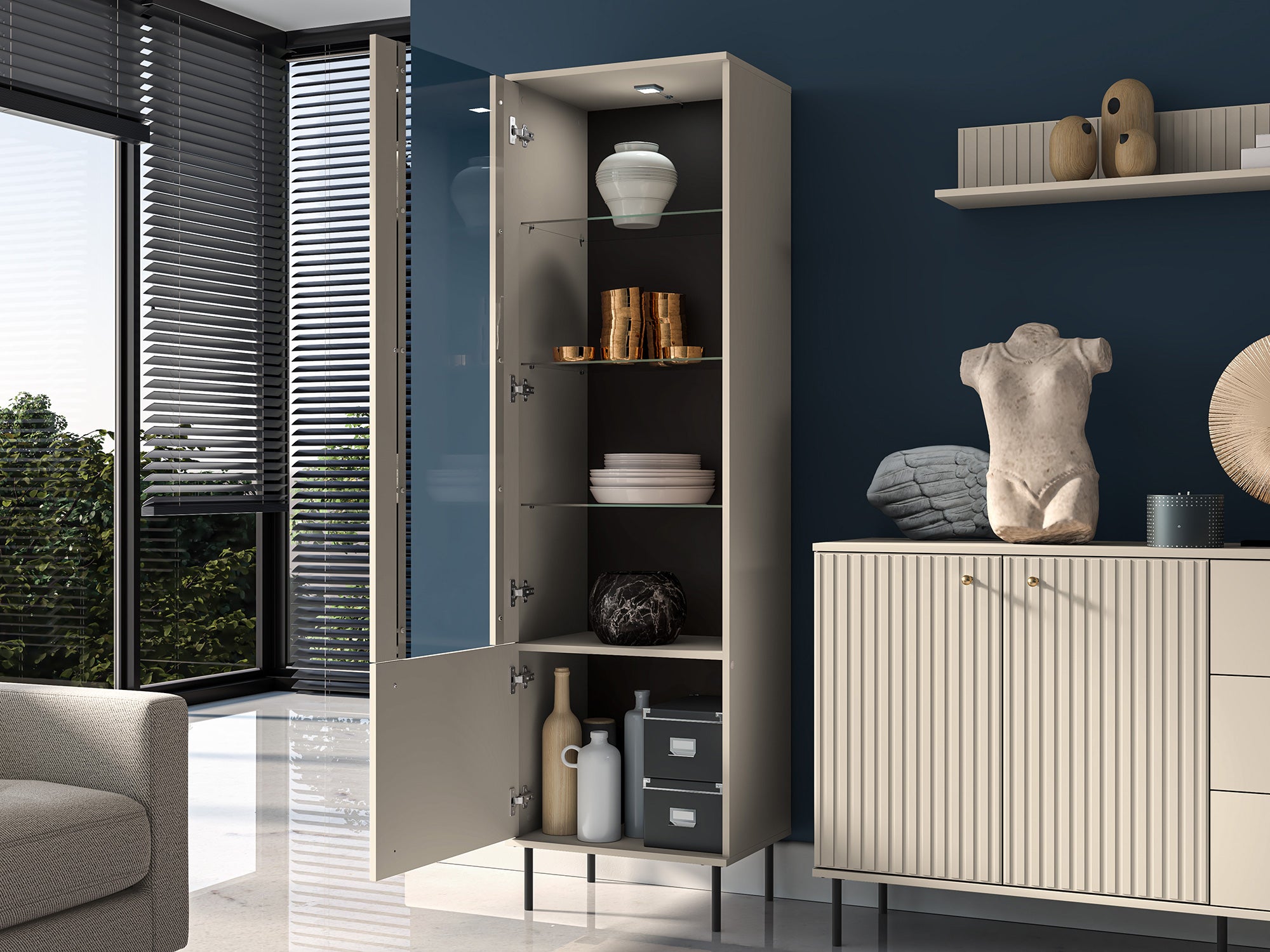 selsey-caletto-vitrinenschrank-1-t-rig-55-cm-beige-mit-lamellen image 8