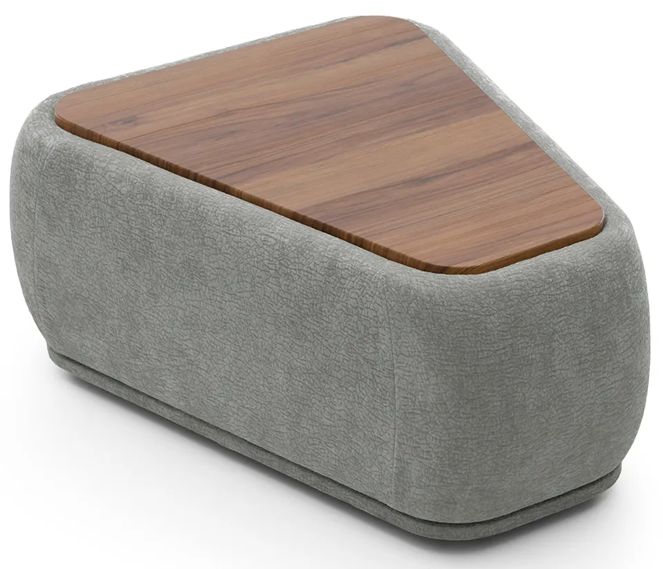 selsey-bommo-modulares-dreieckiges-pouf-mit-tischplatte-grauer-chenille image 1