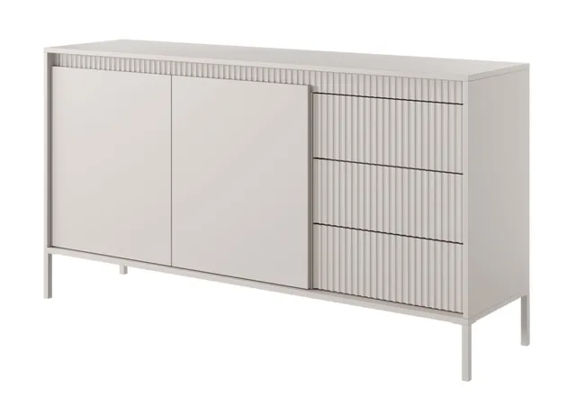 selsey-falsetto-zweit-rige-kommode-154-cm-mit-3-schubladen-beige-gerillte-fronte image 1