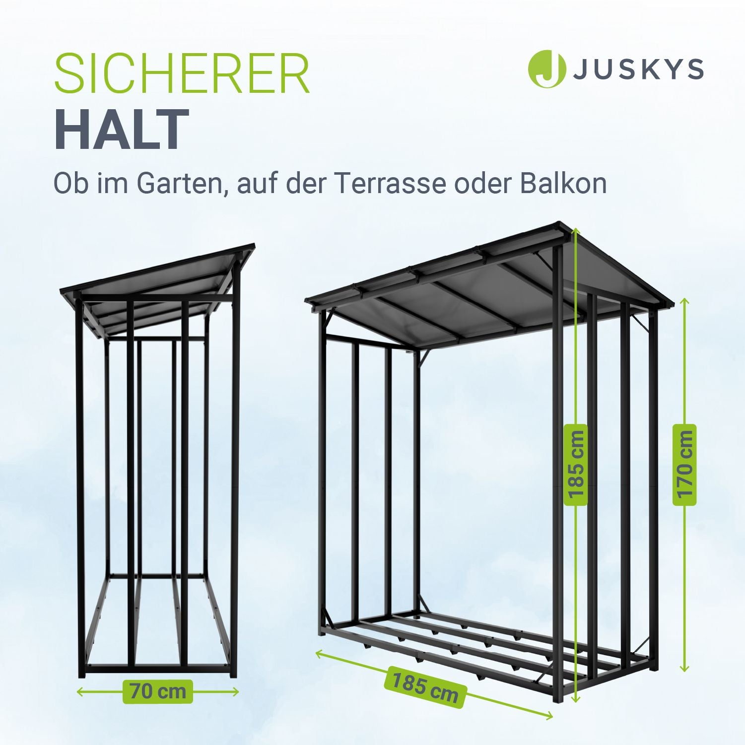 juskys-kaminholzregal-au-en-mit-dach-185-x-70-x-185-cm-2-40-m-metall image 4