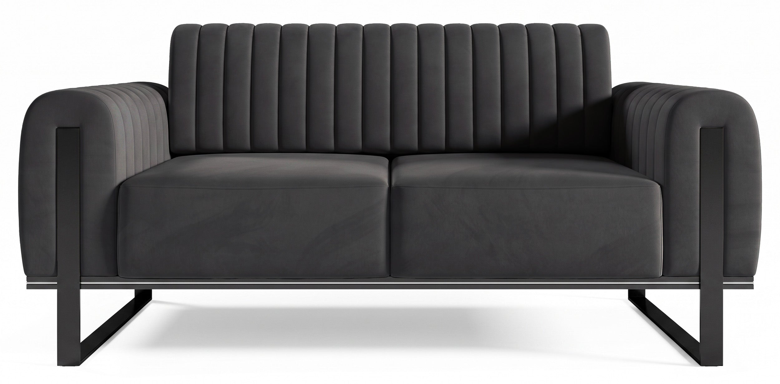 selsey-parissa-zweisitziges-sofa-dunkelgrauer-samt-schwarze-beine image 1