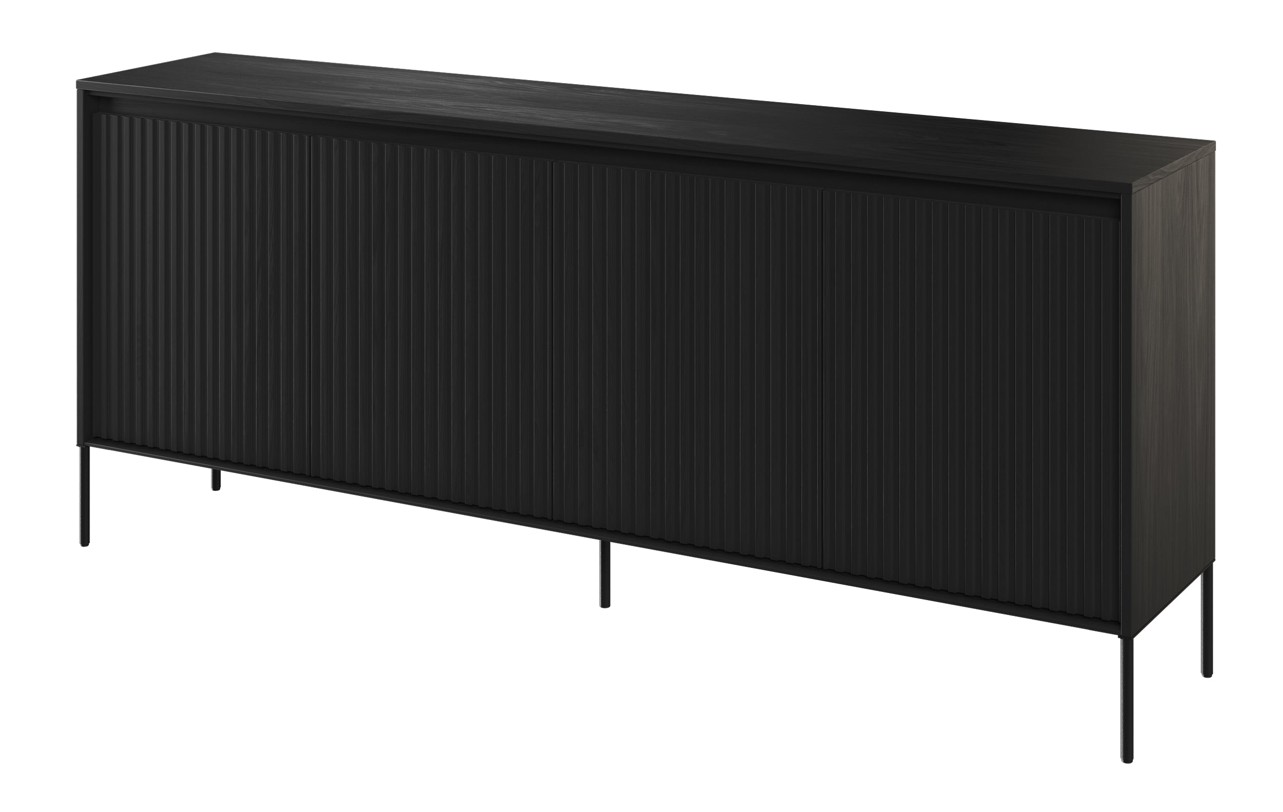 selsey-trend-niedrige-kommode-193-cm-4-t-rig-mit-led-schwarz image 1