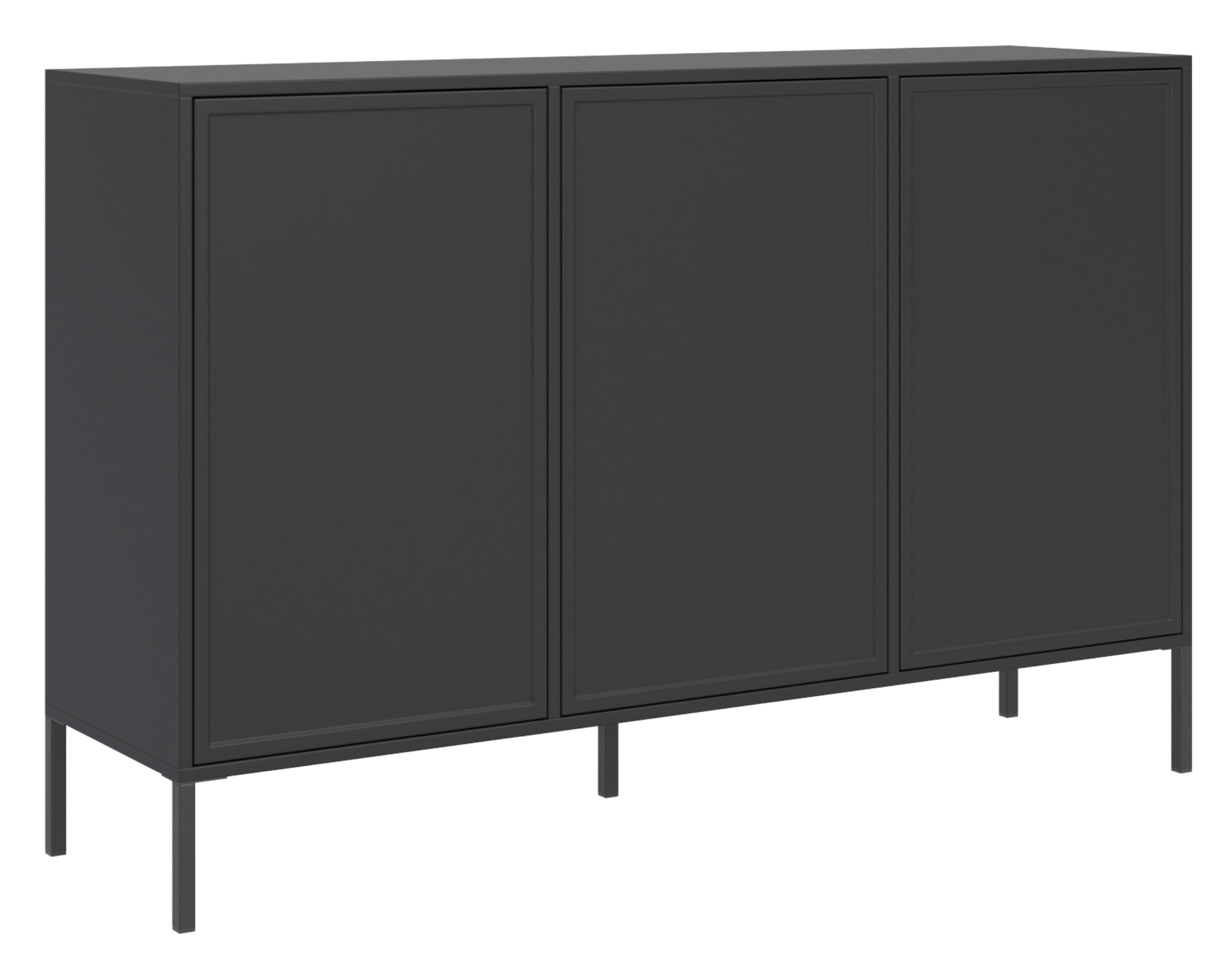 selsey-velveto-dreit-rige-kommode-150-cm-schwarz-push-to-open image 1