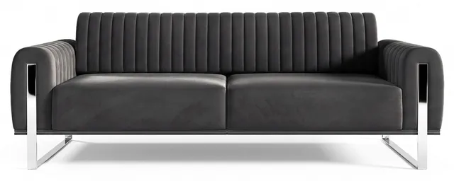selsey-parissa-3-sitzer-sofa-dunkelgrauer-samt-mit-chrombeinen image 1