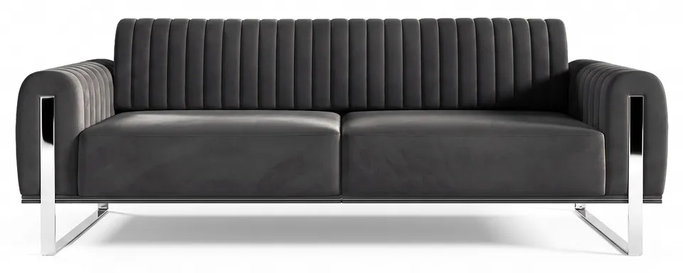 selsey-parissa-3-sitzer-sofa-dunkelgrauer-samt-mit-chrombeinen image 1