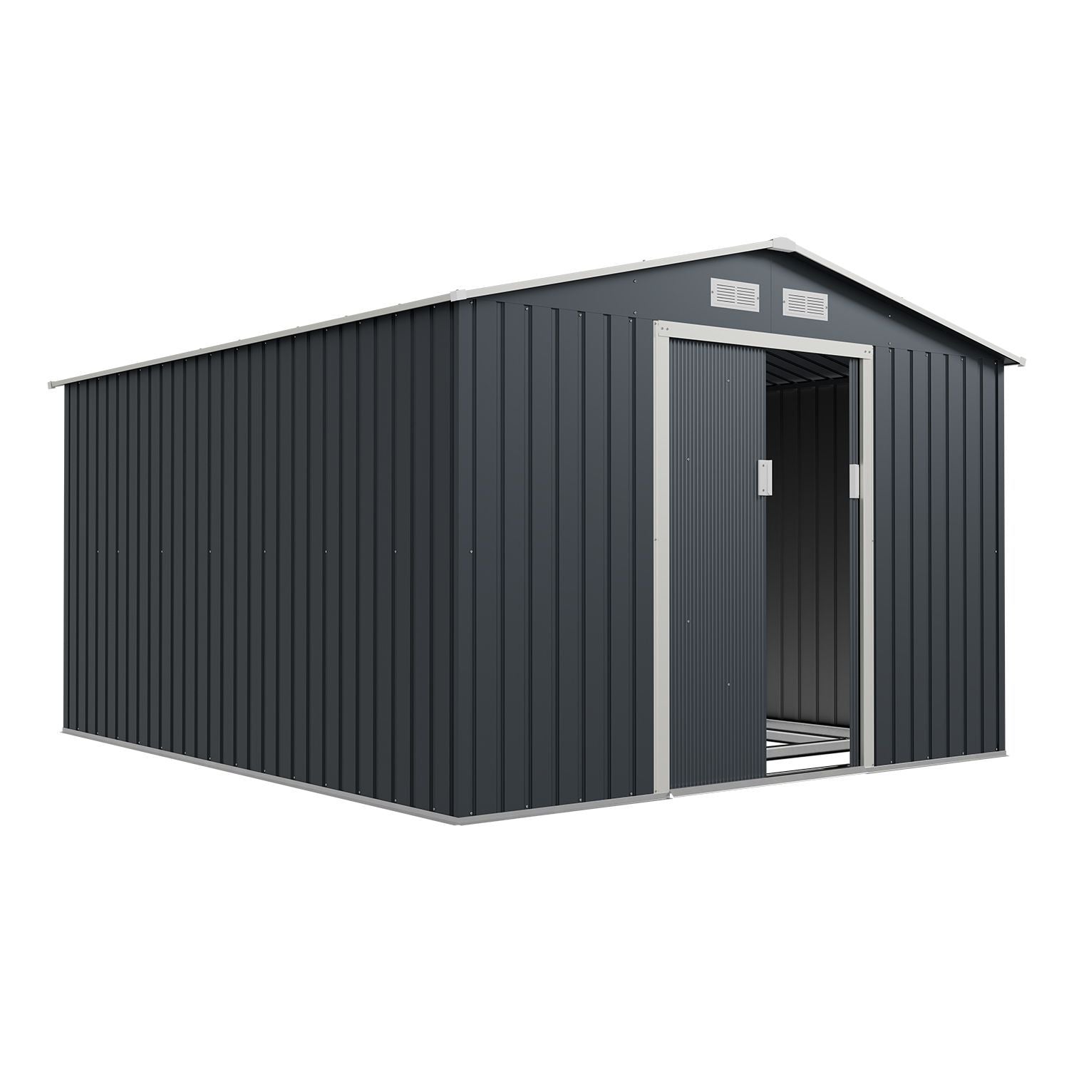 juskys-ger-tehaus-metall-gr-e-m-mit-pultdach-ger-teschuppen-dunkelgr-n-doppelsch image 8