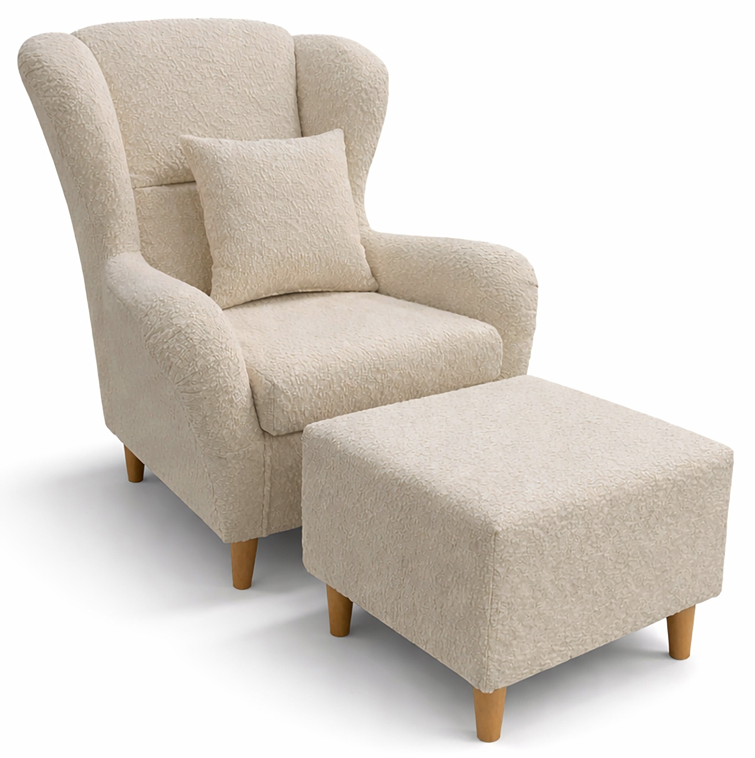 selsey-teddlo-ohrensessel-mit-fu-hocker-beige-chenille-buchenholzbeine image 1