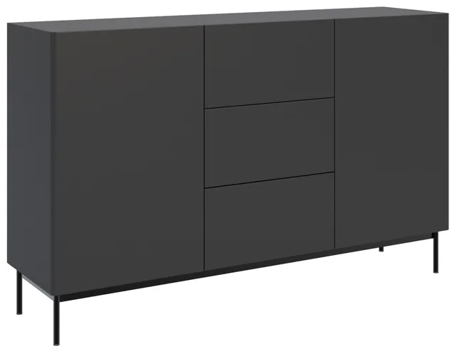 selsey-olio-zweit-rige-kommode-mit-3-schubladen-160-cm-schwarz image 1
