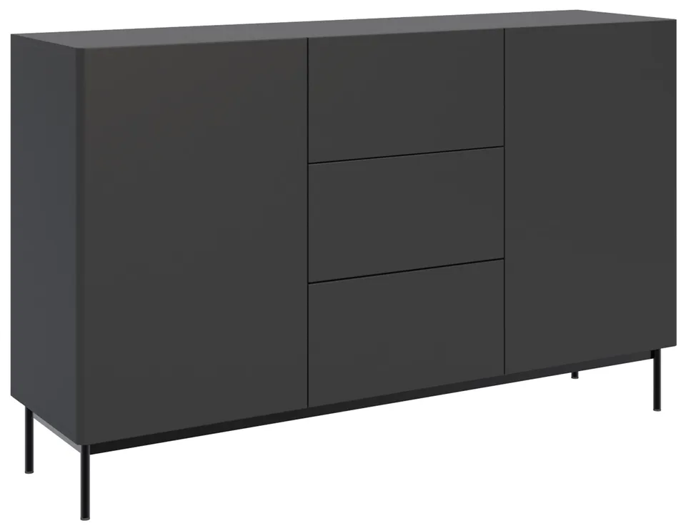 selsey-olio-zweit-rige-kommode-mit-3-schubladen-160-cm-schwarz image 1