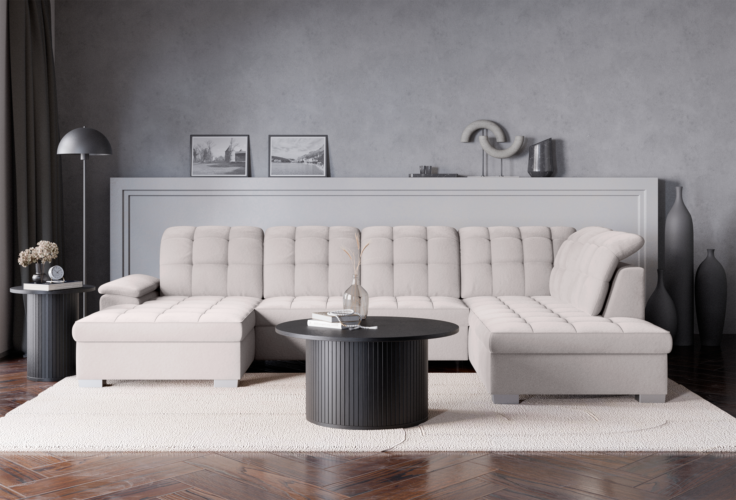 selsey-jamaal-ecksofa-mit-schlaffunktion-u-f-rmig-links-stauraum-hellgrauer-hydr image 2