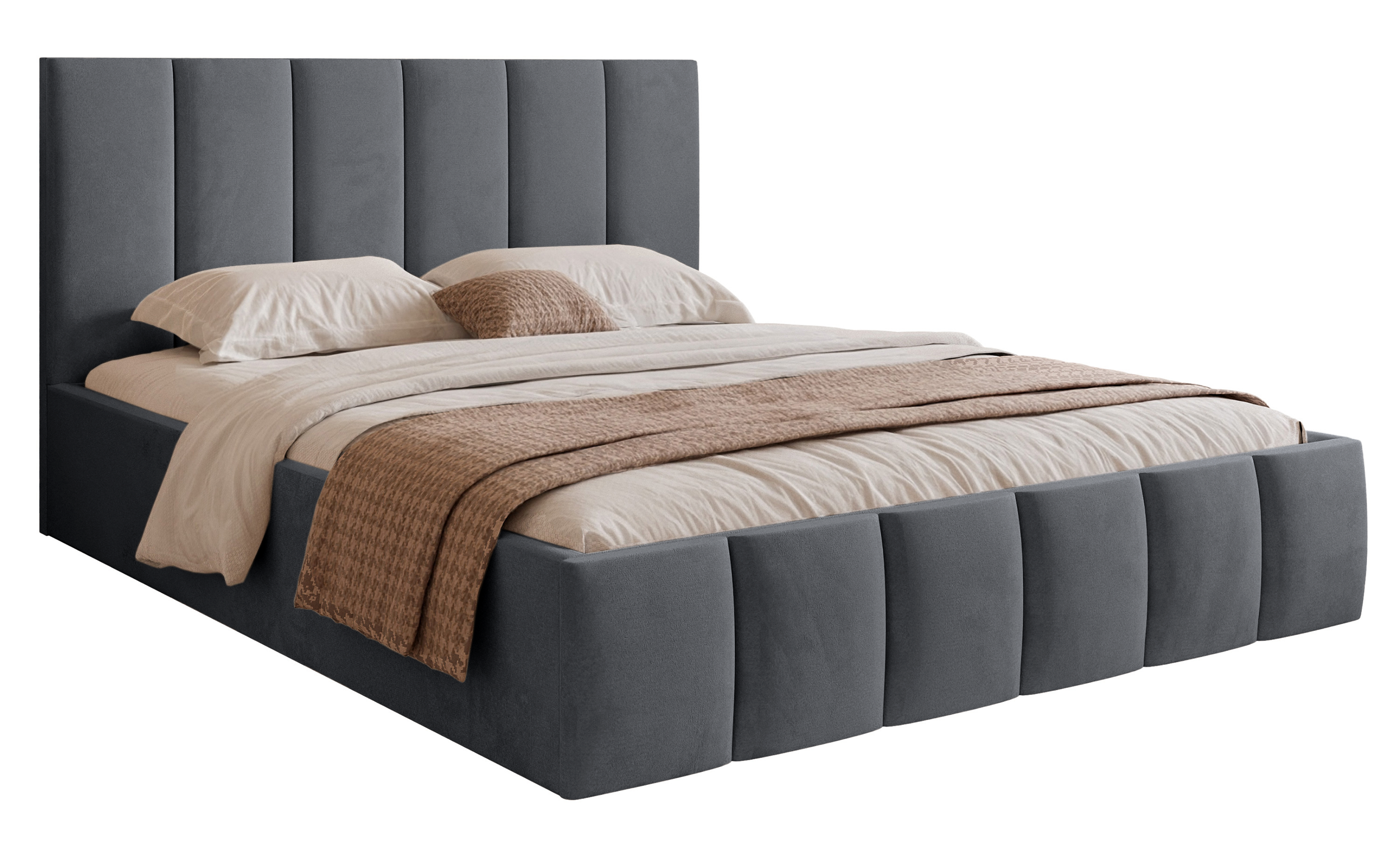 selsey-sarafino-polsterbett-160x200-cm-mit-bettkasten-dunkelgrau-samt image 1