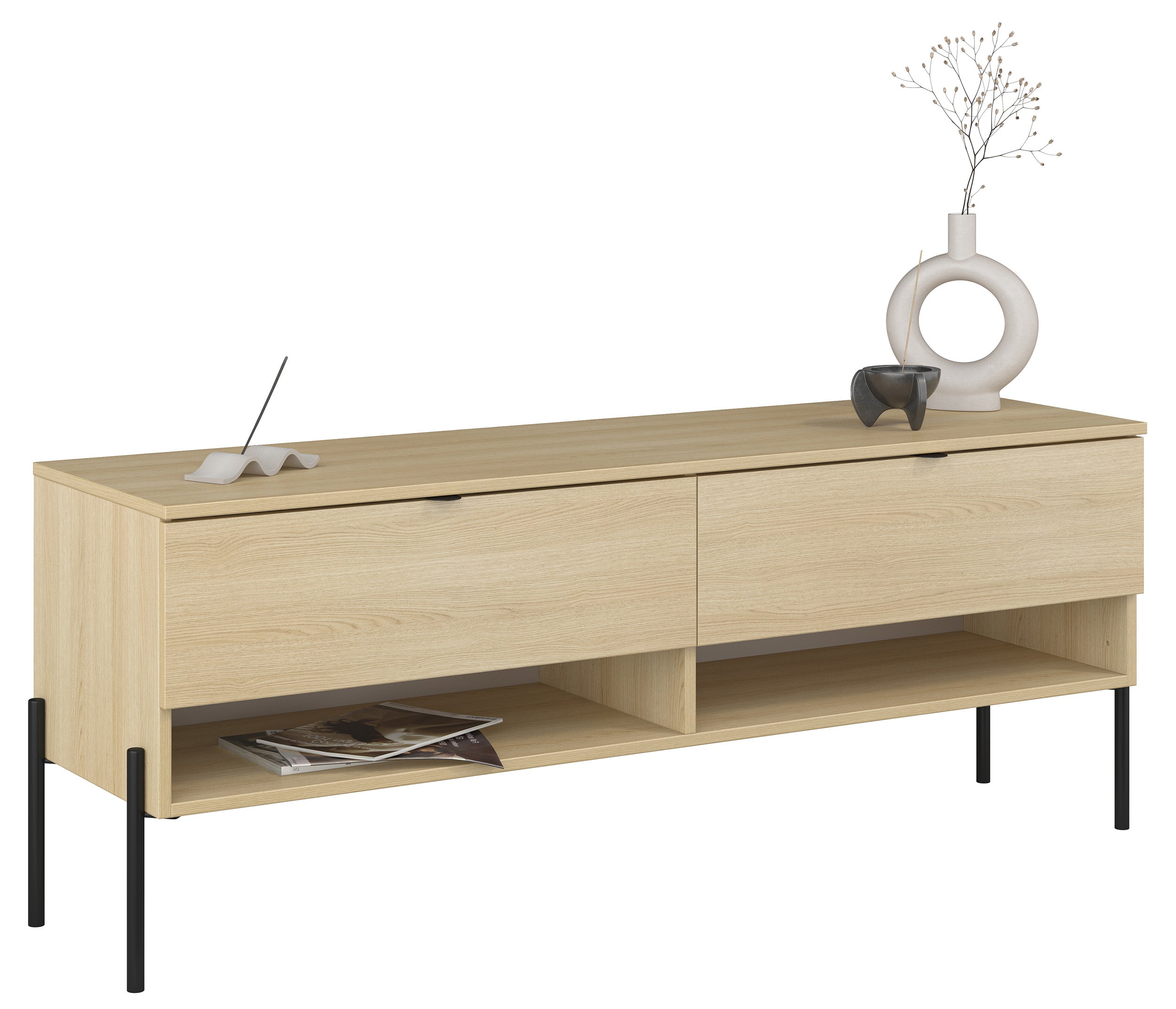 selsey-ore-tv-schrank-140-cm-mit-zwei-schubladen-lindberg-eiche image 1