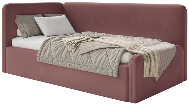 selsey-fanklo-jugendbett-120x200-cm-links-mit-matratze-und-stauraum-rosa-velours image 1