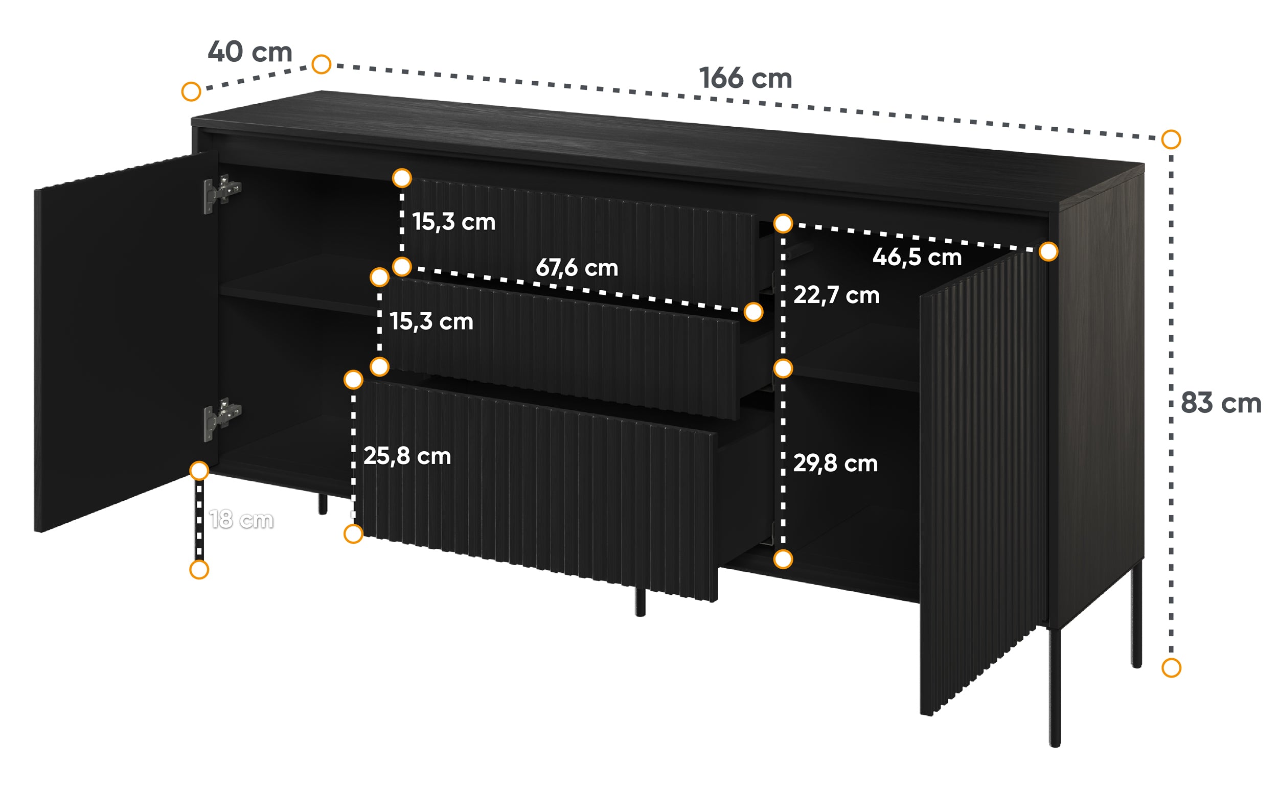 selsey-trend-zweit-rige-kommode-166-cm-mit-drei-schubladen-und-led-schwarz image 6