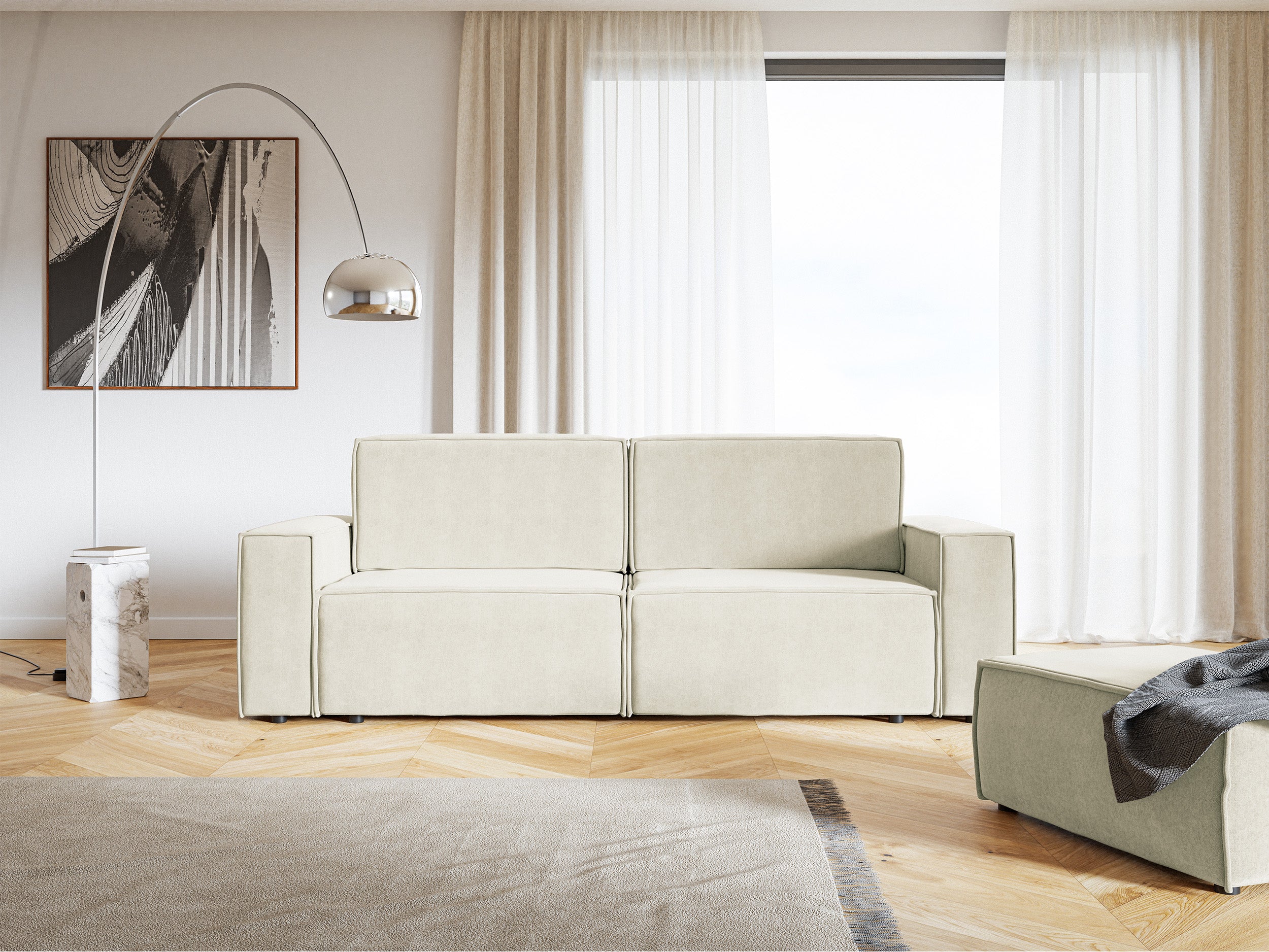 selsey-copertino-drei-sitzer-schlafsofa-creme-velours-wasserabweisend image 3