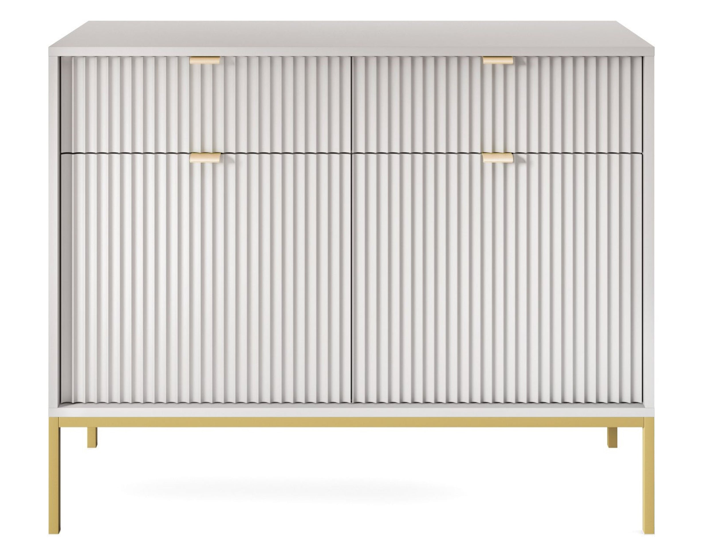 selsey-vellore-zweit-rige-kommode-104-cm-grau-gerillt-goldenes-gestell image 2